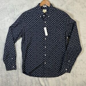 J. Crew Stretch Secret Wash Floral Slim Long Sleeve Button Down Shirt Navy L NWT